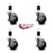 Service Caster 3.5'' Soft Rubber Swivel 1-1/2'' Expanding Stem Caster Set with Brake, 4PK SCC-EX20S3514-SRS-TLB-112-4 - alternate 3